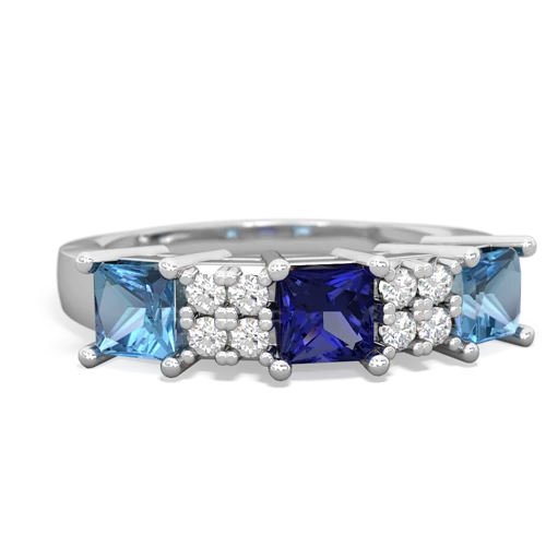 Lab Sapphire Lab Created Sapphire with Genuine Swiss Blue Topaz and  Three Stone ring Ring