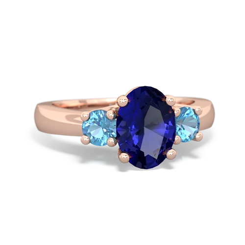Lab Sapphire Lab Created Sapphire with Genuine Swiss Blue Topaz Three Stone Trellis ring Ring