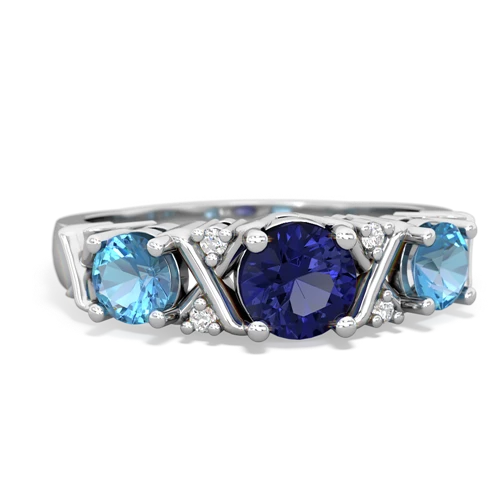 Lab Sapphire Lab Created Sapphire with Genuine Swiss Blue Topaz and  Hugs and Kisses ring Ring