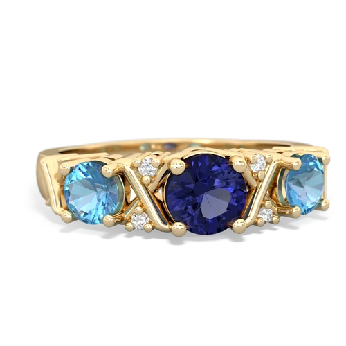 Lab Sapphire Lab Created Sapphire with Genuine Swiss Blue Topaz and Genuine Pink Tourmaline Hugs and Kisses ring Ring