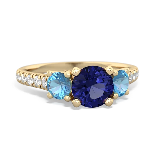 Lab Sapphire Lab Created Sapphire with Genuine Swiss Blue Topaz and  Pave Trellis ring Ring