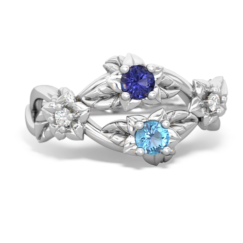 Lab Sapphire Lab Created Sapphire with Genuine Swiss Blue Topaz Sparkling Bouquet ring Ring