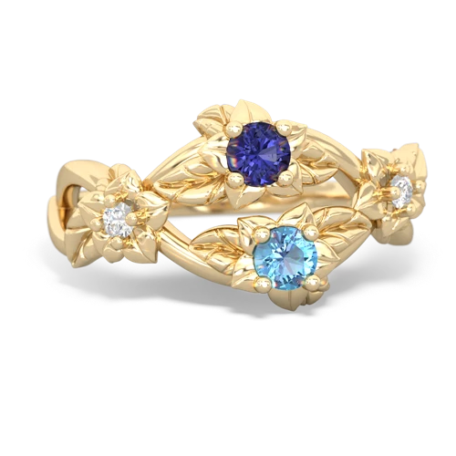 Lab Sapphire Lab Created Sapphire with Genuine Swiss Blue Topaz Sparkling Bouquet ring Ring
