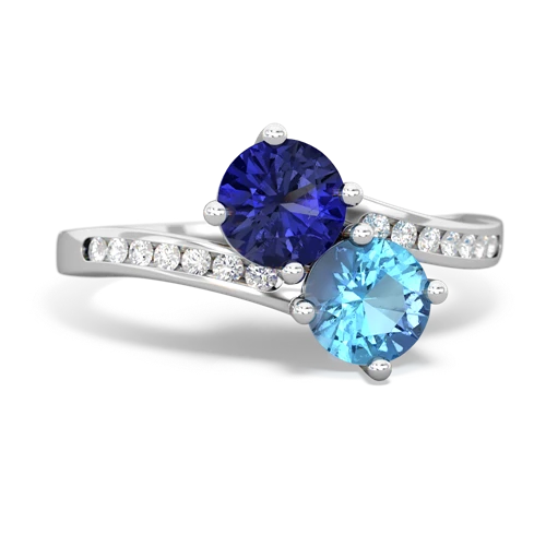 Lab Sapphire Lab Created Sapphire with Genuine Swiss Blue Topaz Keepsake Two Stone ring Ring