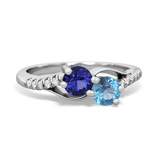 Lab Sapphire Lab Created Sapphire with Genuine Swiss Blue Topaz Two Stone Infinity ring Ring