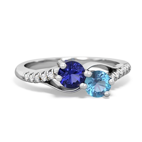 lab sapphire-blue topaz two stone infinity ring