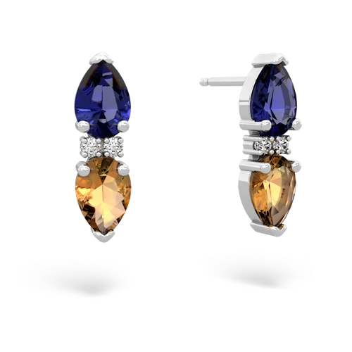 lab sapphire-citrine bowtie earrings