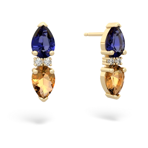 lab sapphire-citrine bowtie earrings