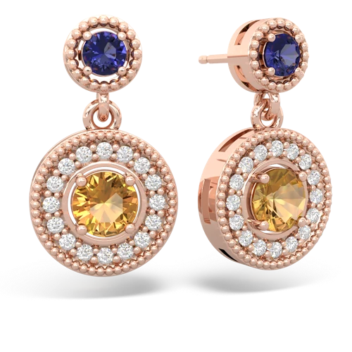 lab sapphire-citrine halo earrings