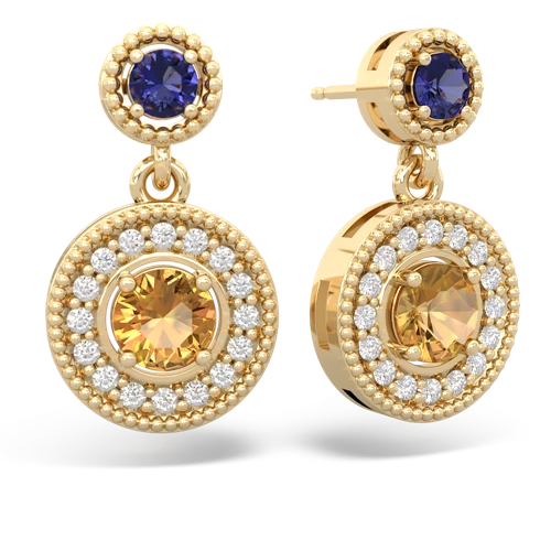 lab sapphire-citrine halo earrings