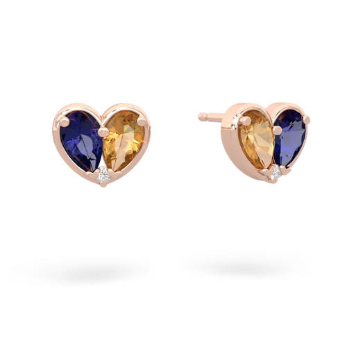 lab sapphire-citrine one heart earrings