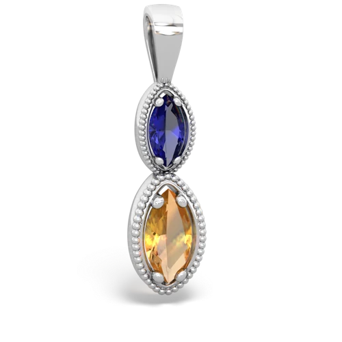 lab sapphire-citrine antique milgrain pendant