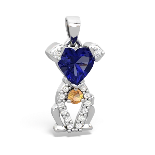 lab sapphire-citrine birthstone puppy pendant