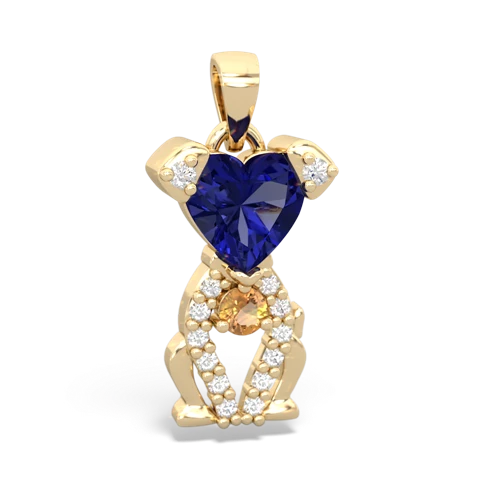 lab sapphire-citrine birthstone puppy pendant