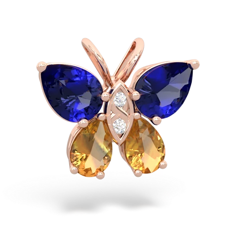 lab sapphire-citrine butterfly pendant