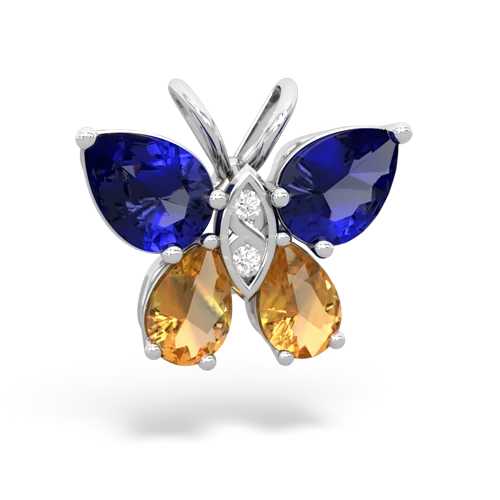 lab sapphire-citrine butterfly pendant