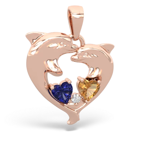 lab sapphire-citrine dolphins pendant