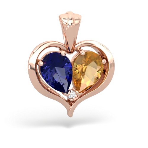 lab sapphire-citrine half heart whole pendant