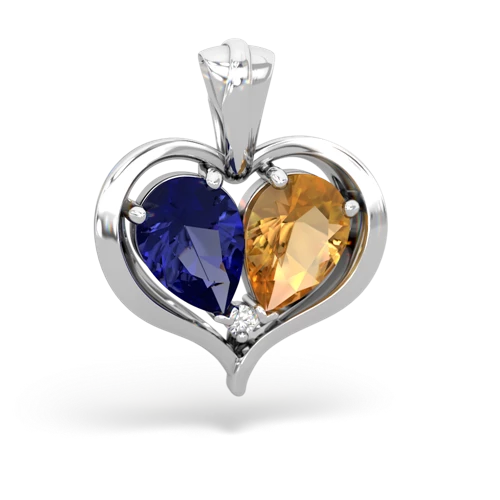 lab sapphire-citrine half heart whole pendant