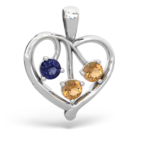 lab sapphire-citrine love heart pendant