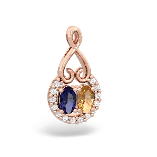 lab sapphire-citrine love nest pendant