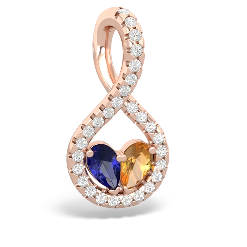 lab sapphire-citrine pave twist pendant