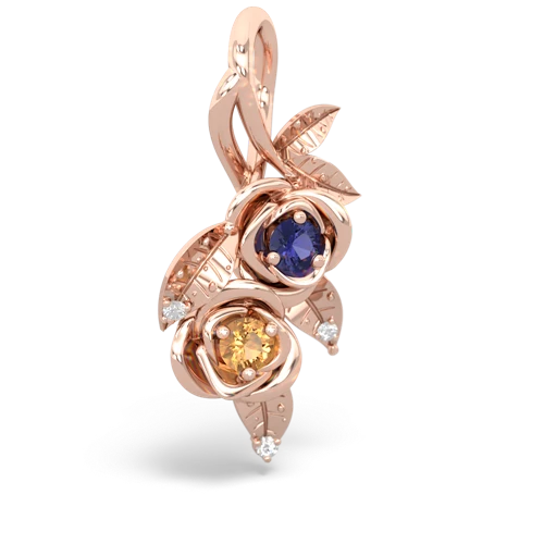 lab sapphire-citrine rose vine pendant