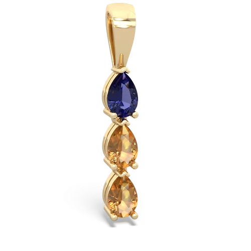Lab Sapphire Lab Created Sapphire with Genuine Citrine and Lab Created Sapphire Three Stone pendant Pendant