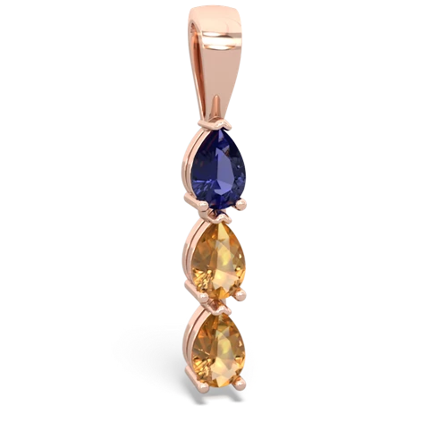 lab sapphire-citrine three stone pendant