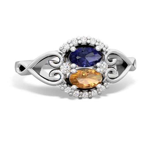 lab sapphire-citrine antique keepsake ring