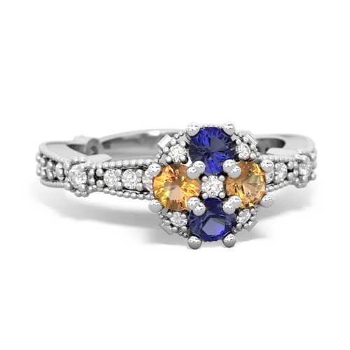 lab sapphire-citrine art deco engagement ring