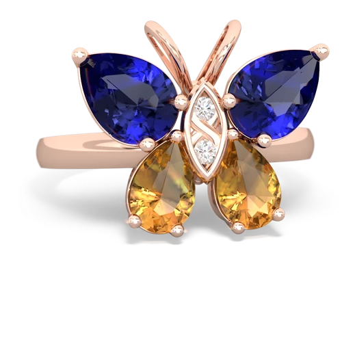 lab sapphire-citrine butterfly ring