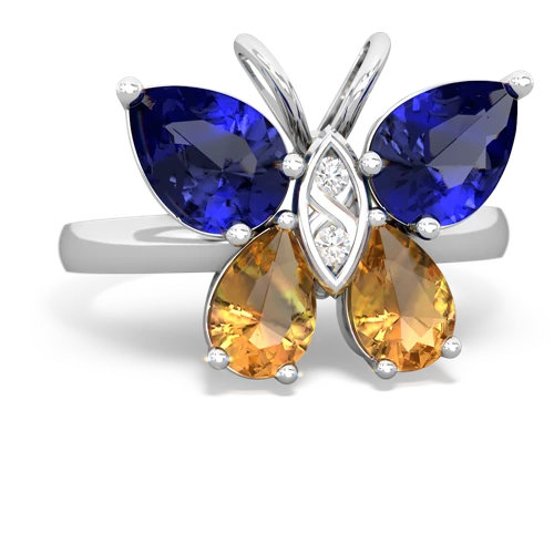 lab sapphire-citrine butterfly ring