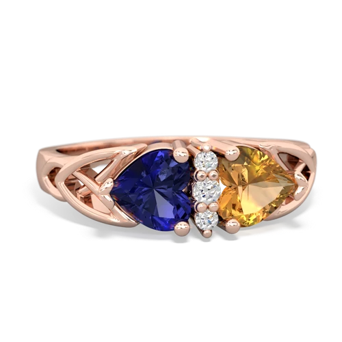 lab sapphire-citrine celtic ring