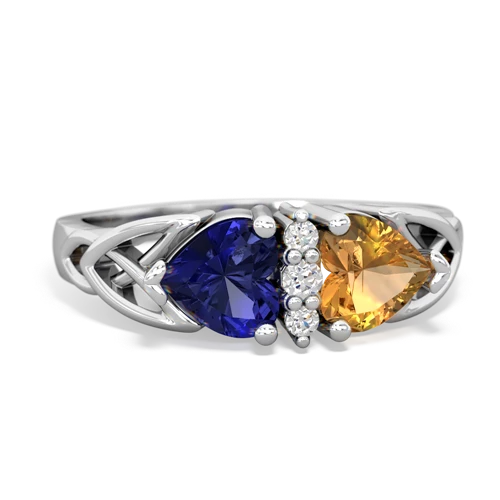 lab sapphire-citrine celtic ring