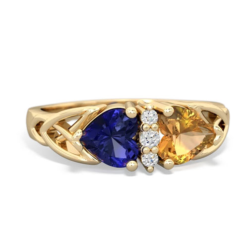 lab sapphire-citrine celtic ring