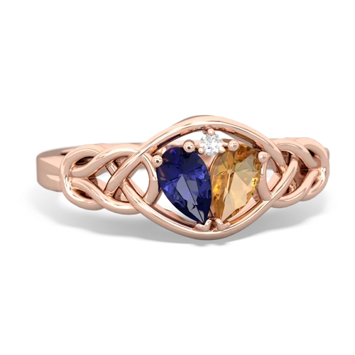 lab sapphire-citrine celtic knot ring