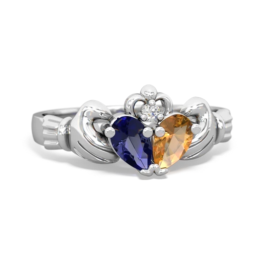 lab sapphire-citrine claddagh ring