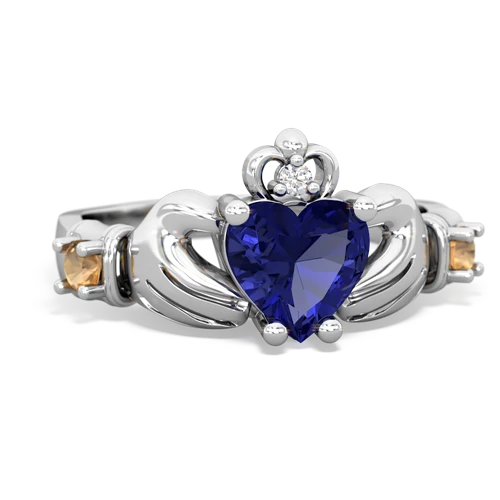 lab sapphire-citrine claddagh ring