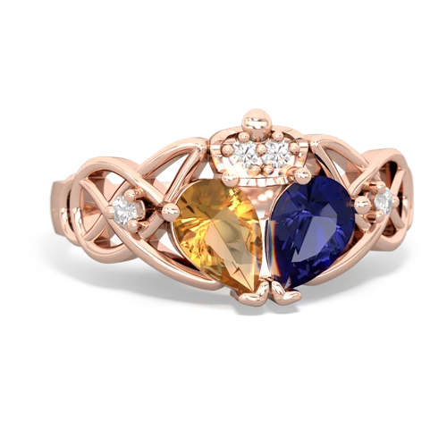 lab sapphire-citrine claddagh ring