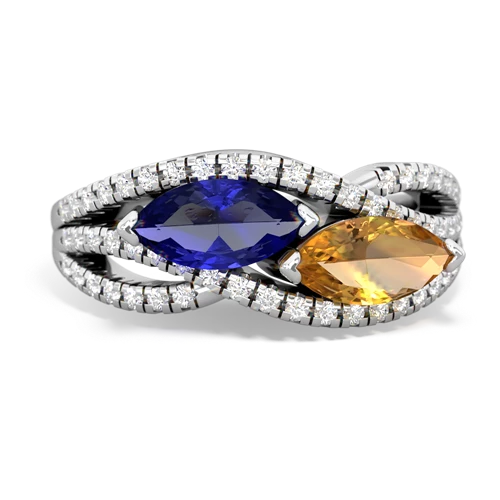 lab sapphire-citrine double heart ring