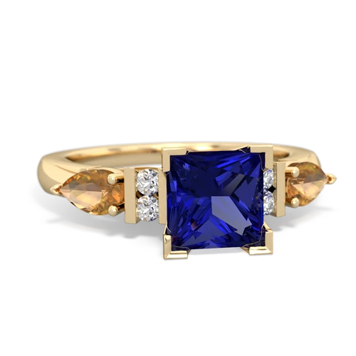 Lab Sapphire Lab Created Sapphire with Genuine Citrine and Genuine Fire Opal Engagement ring Ring