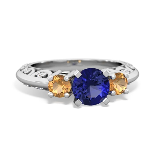 lab sapphire-citrine engagement ring