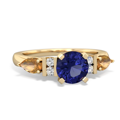 Lab Sapphire Lab Created Sapphire with Genuine Citrine and Genuine Smoky Quartz Engagement ring Ring