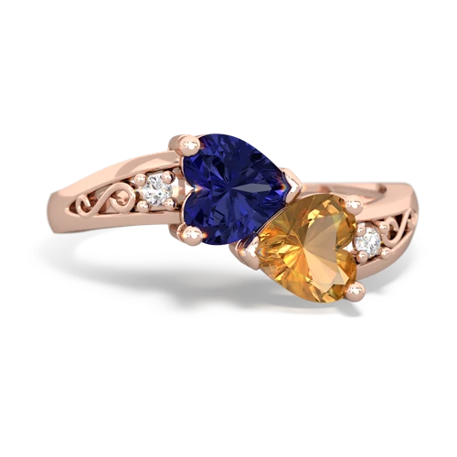 lab sapphire-citrine filligree ring