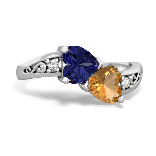 lab sapphire-citrine filligree ring