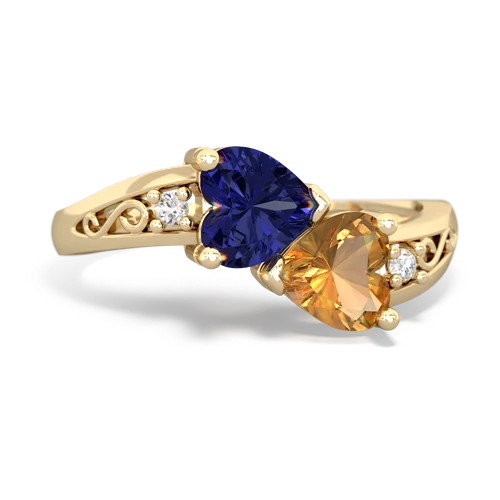 lab sapphire-citrine filligree ring