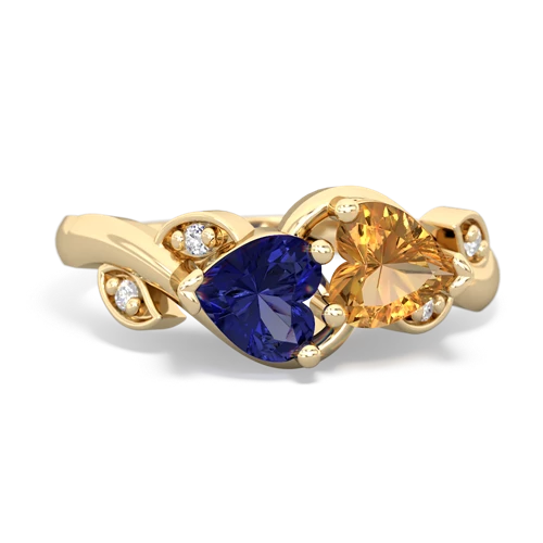 lab sapphire-citrine floral keepsake ring