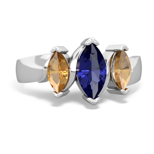 Lab Sapphire Lab Created Sapphire with Genuine Citrine and Genuine Fire Opal Three Peeks ring Ring