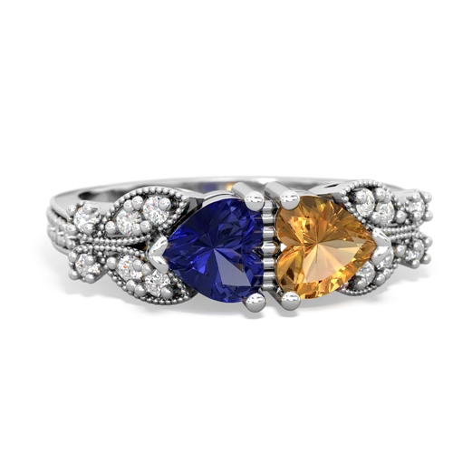 lab sapphire-citrine keepsake butterfly ring